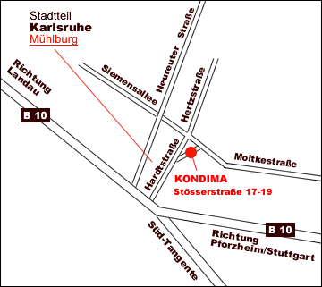 Plan de la ville de Karlsruhe-Mühlburg
